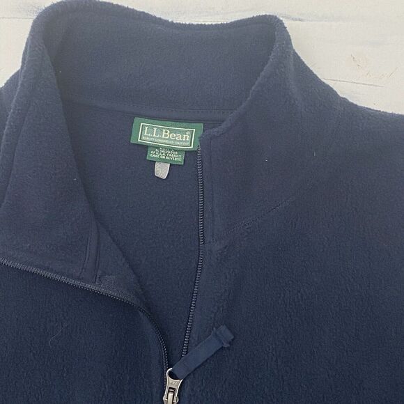LL Bean  1/4 Zip Pullover Fleece Sweater Men's Large Tall Navy Blue - Picture 4 of 11